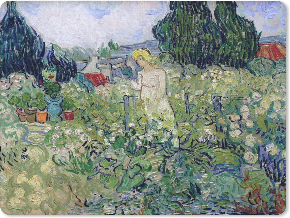 Muismat Vincent van Gogh 2 - Marguerite Gachet in de tuin - Schilderij van Vincent van Gogh muismat rubber - 40x30 cm - Muismat met foto