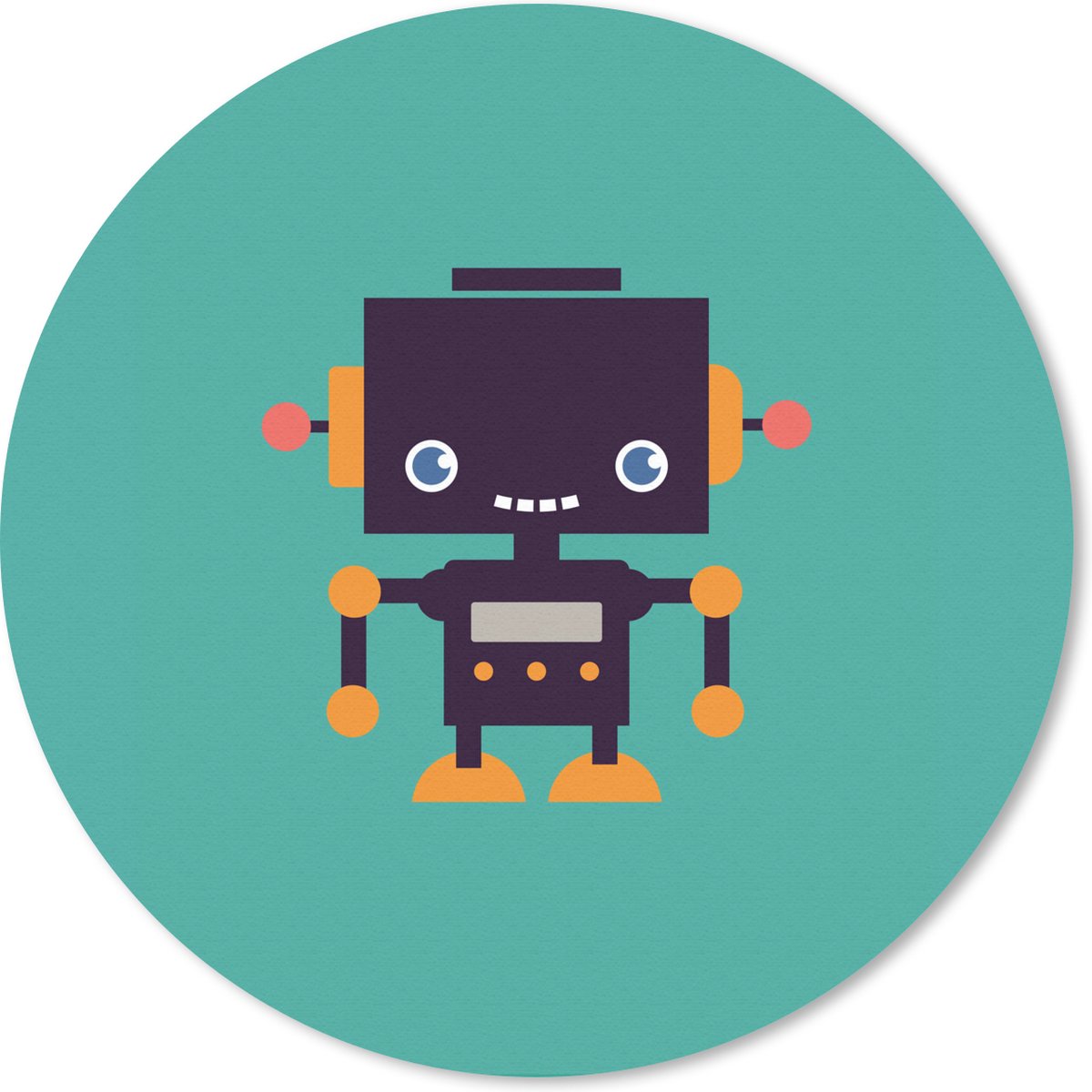 Muismat rond 40x40 cm - Mousepad Robot - Gezicht - Antenne - Blauw - Jongens - Ronde muismatten