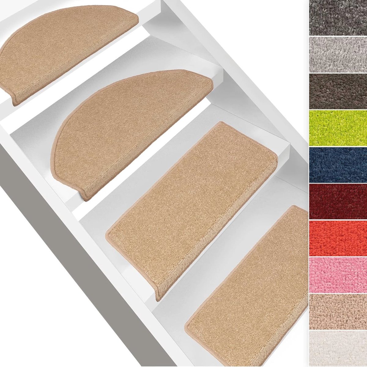 Velours Trapmat Halfrond of Vierkant - Bescherming voor Trappen in 7 Kleuren