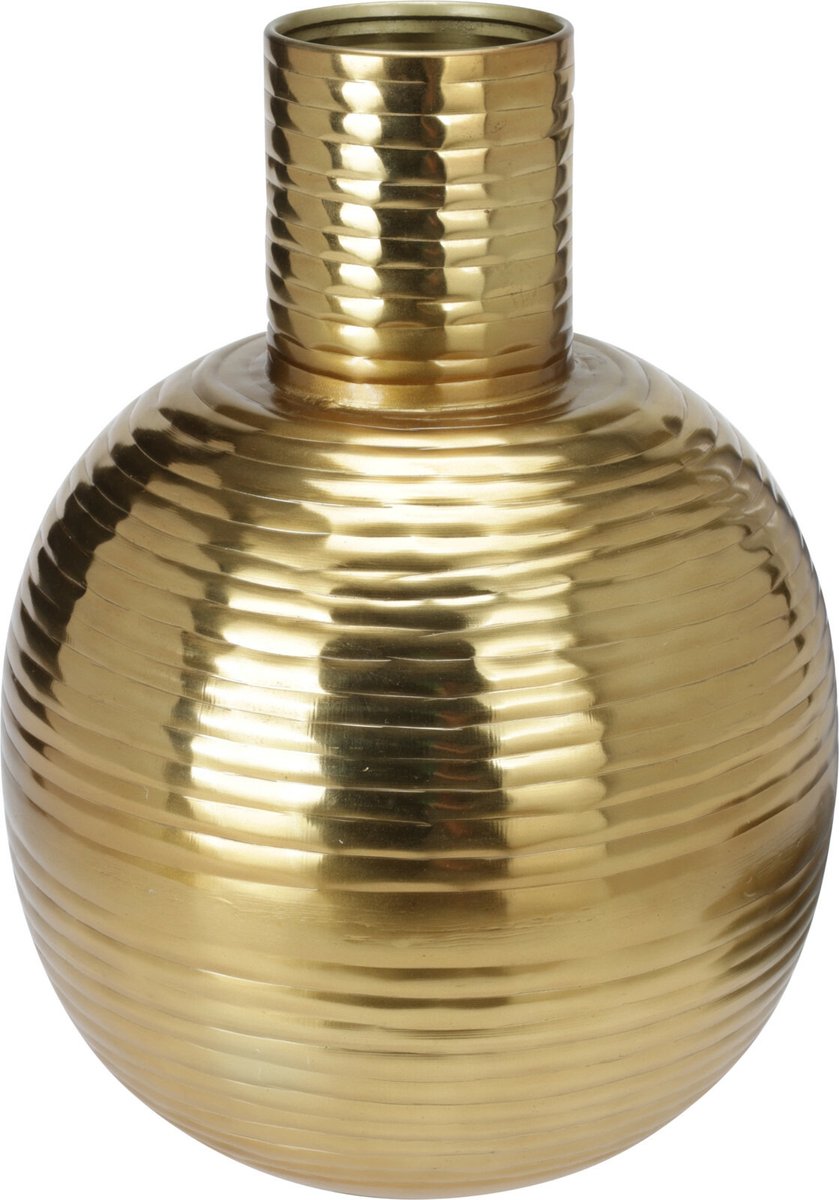 Home & Styling Boeket vaas Athens - metaal - metallic goud - D25 x H34 cm - Moderne woonstijl - bloemenvaas