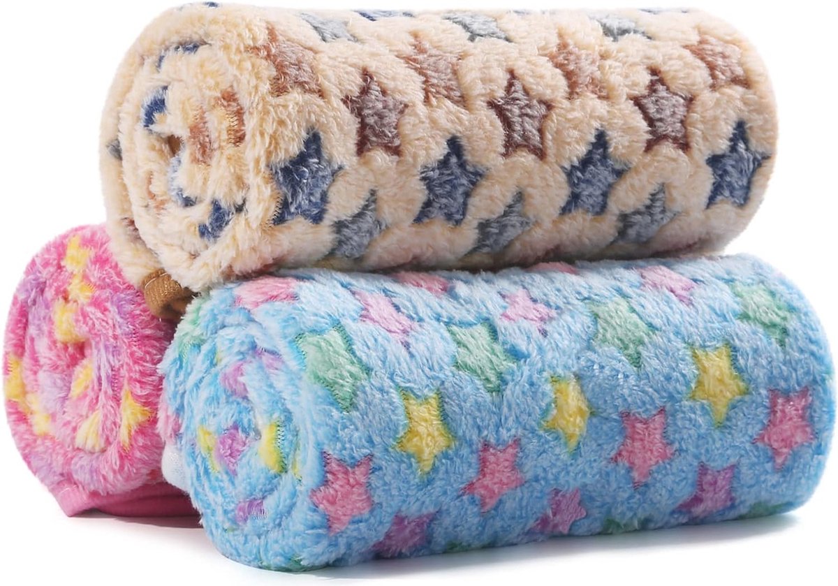 Zachte en Wasbare Deken voor Huisdieren - 3 Stuks Fleece Dekens voor Honden en Katten - Perfect voor Bank en Bed - 40 x 60 cm