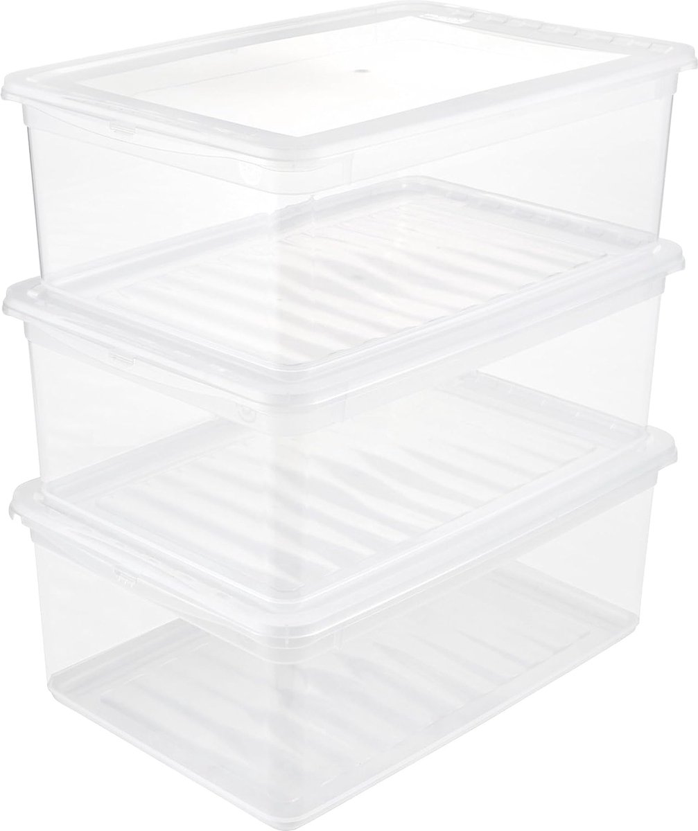 Goedkoopste Opbergdozen met Air Control System - Set van 3 - 11 liter - Transparant