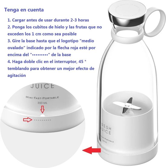 Draagbare Smoothie Maker - 350 ml Mini Blender - Perfect voor Gezonde Dranken On-the-go van Merkloos — afbeelding 4