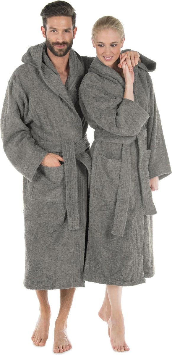 Montana Badjas voor Dames en Heren - Donkergrijs - Kuitlang met Capuchon