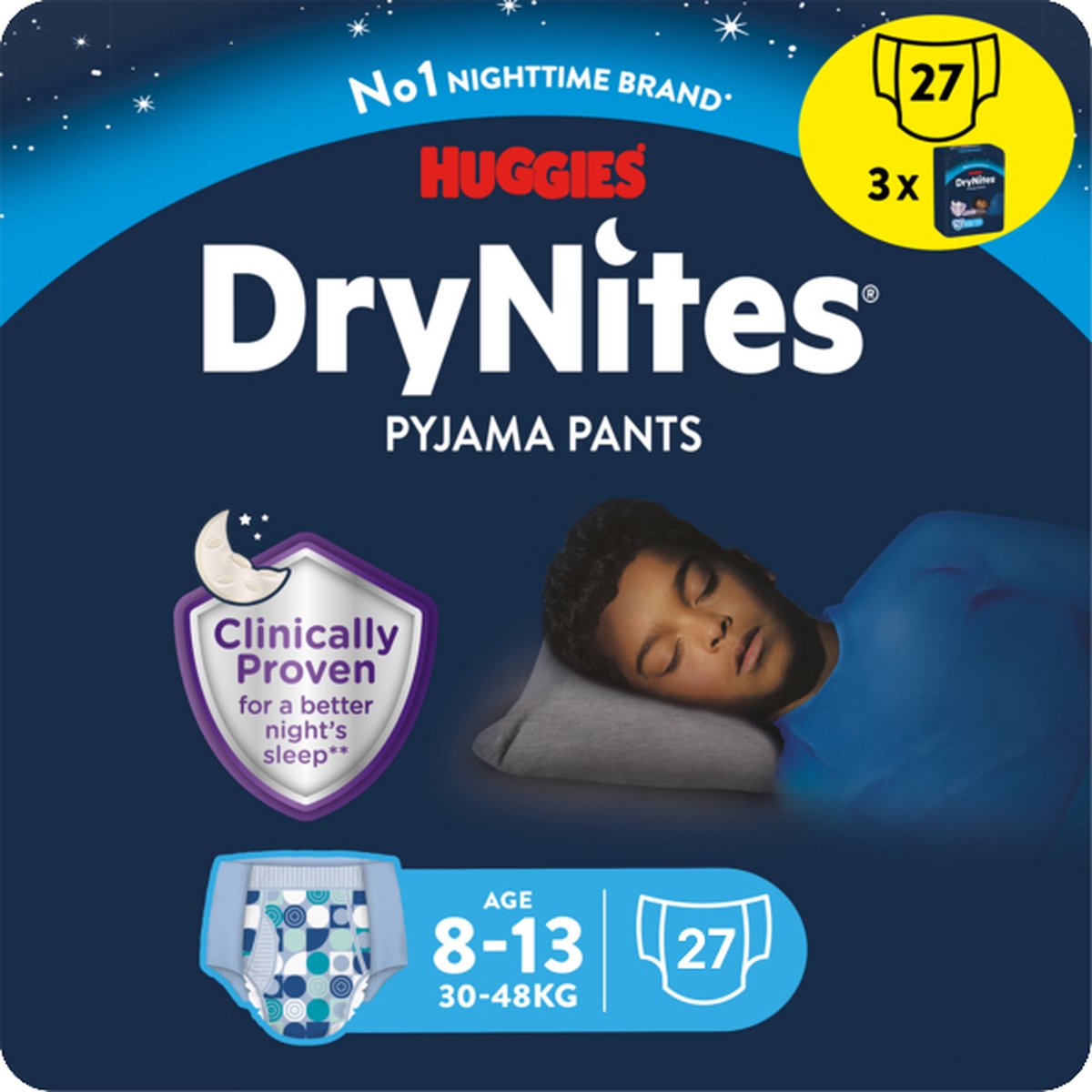 Goedkoopste Huggies DryNites luierbroekjes - jongens - 8 tot 13 jaar (30 tot 48 kg) - 27 stuks - voordeelverpakking