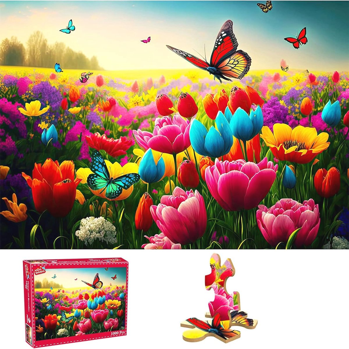 1000-delige puzzel voor volwassenen en kinderen - uitdagende fantasy puzzel met bloemen