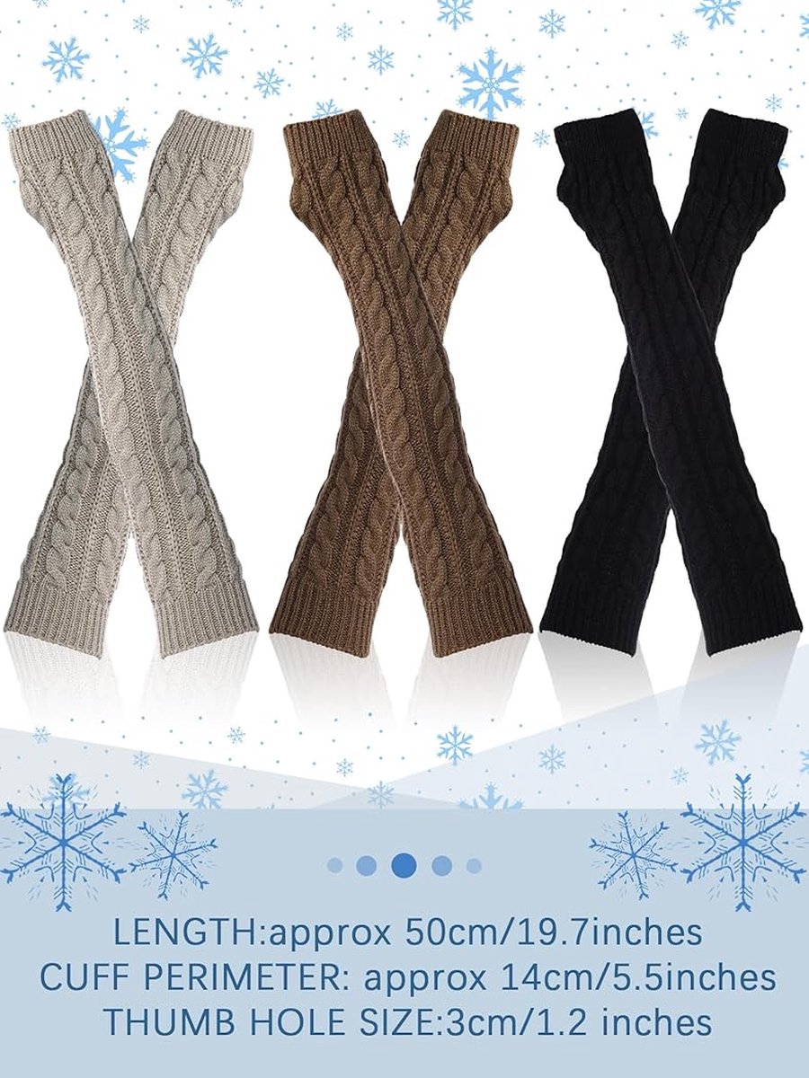 Zwarte armwarmers voor dames, katoen, lange vingerloze