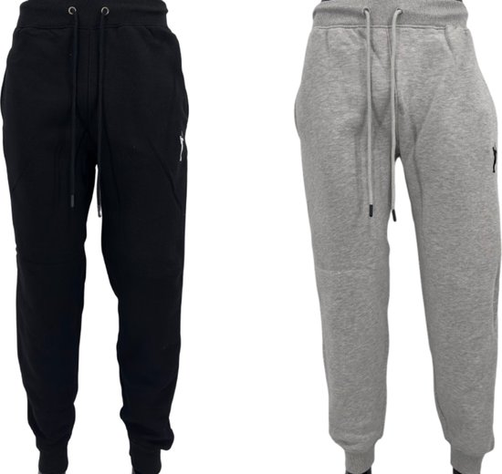 Hitman - 2-Pack - Joggingbroek Heren - Trainingsbroek Heren - Sportbroek Heren - Katoen - 1 x Zwart en 1 x Licht Grijs - Maat S