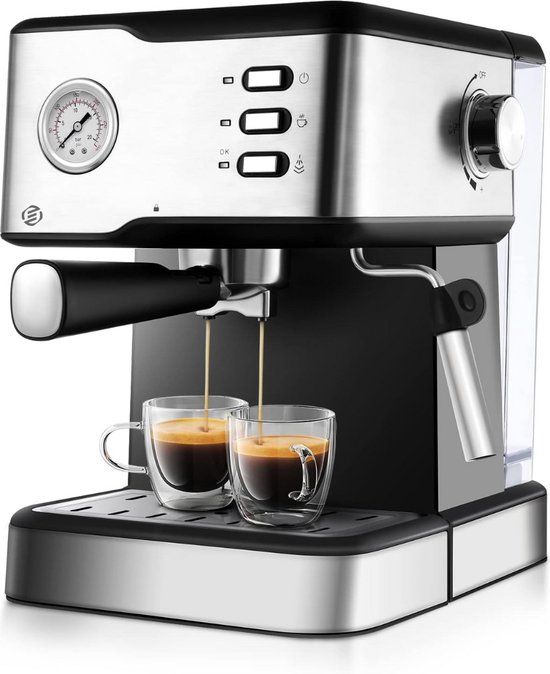 Espressomachine, elektrische koffiekoker, mokkakan, van roestvrij staal