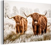 Décoration murale Métal - Peinture Aluminium Industriel - Highlander Ecossais - Vache - Nature - Hiver - 90x60 cm - Dibond - Photo sur aluminium - Décoration murale industrielle - Pour le salon/chambre