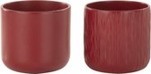 J-Line bloempot Gen - keramiek - rood - XXS - 2 stuks - Ø 7 cm