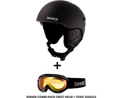 SINNER COMBI-PACK - CREST skihelm + TOXIC skibril - Zwart - Maat M