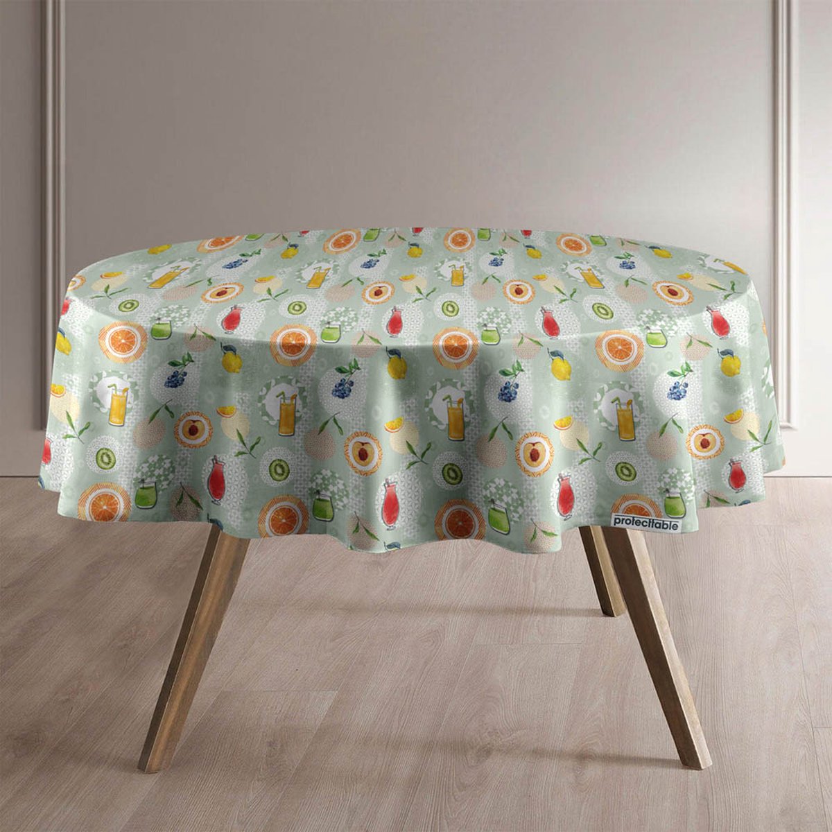 Protecttable - Rond Tafelzeil Cocktails Ø138cm - Tafelkleed Afwasbaar - Kunststof