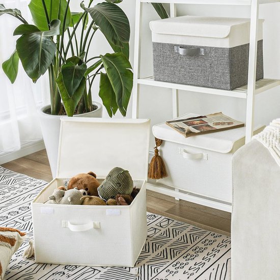 Love it Store it Premium Opbergdozen met deksel 5-delig - Dozenset van hoogwaardige stof, zeer stevig - Grijs - 5 verschillende maten