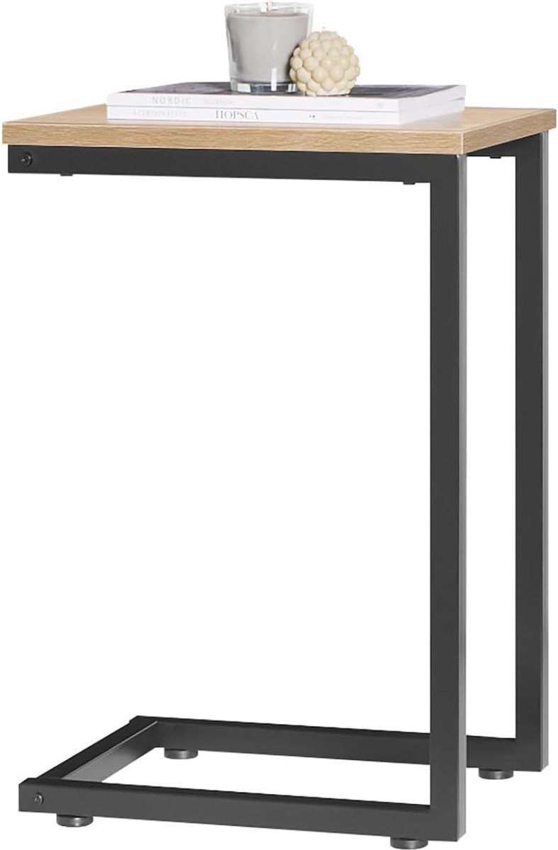 Bijzettafel van metaal en MDF | Salontafel | Laptop tafel | Compacte afmetingen