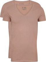 RJ Bodywear Everyday - Nijmegen - 2-pack - stretch T-shirt diepe V-hals - Beige -  Maat M