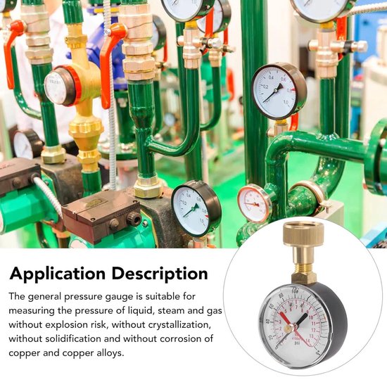 Zwembadmanometer, 1/4 inch, voor zandfilterinstallatie, waterdruk