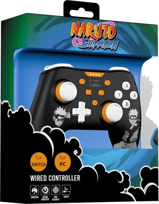 Konix - Manette filaire Naruto Shippûden Noire pour Nintendo Switch