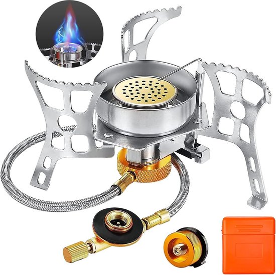 NJ CO-01 Draagbare Camping Gas Oven & Kookplaat 2 Branders Rvs met Draagtas voor Outdoor