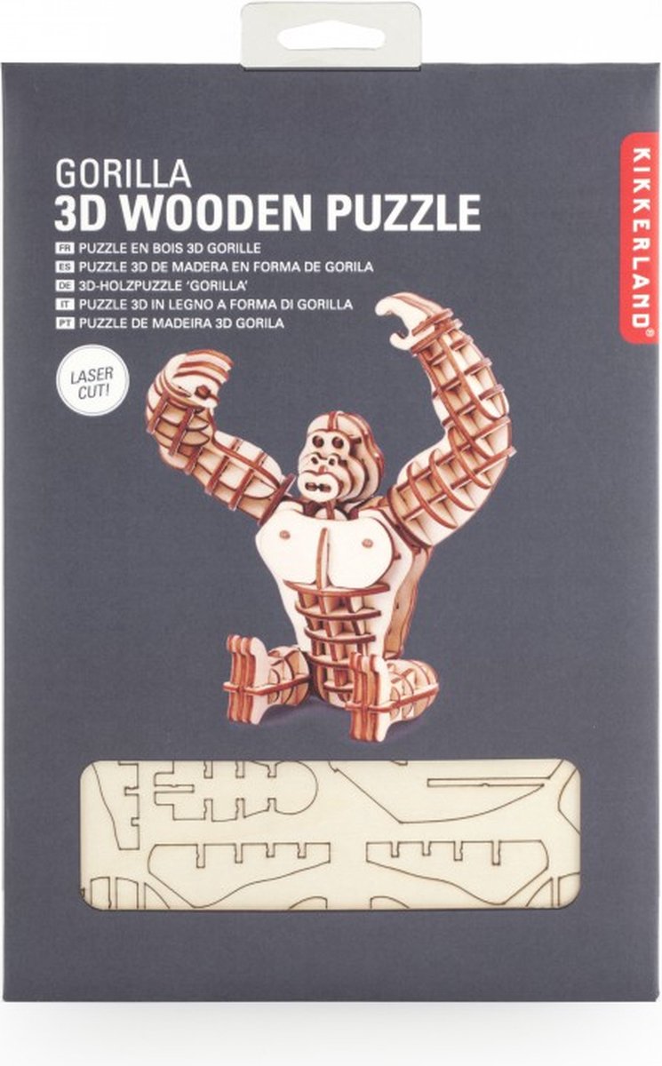 Kikkerland 3D puzzel van hout - In de vorm van een Gorilla
