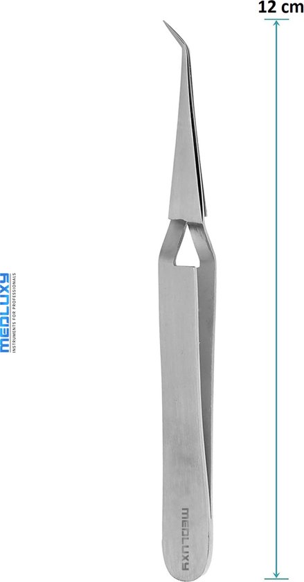 MEDLUXY® Pro - Hobbypincet - 12 cm - gekruist - gebogen fijne punt - RVS - Multifunctioneel - [MH0224] (EHBO,modelbouw, hobby, knutselen, electronica, pincet, klem, kruispincet)