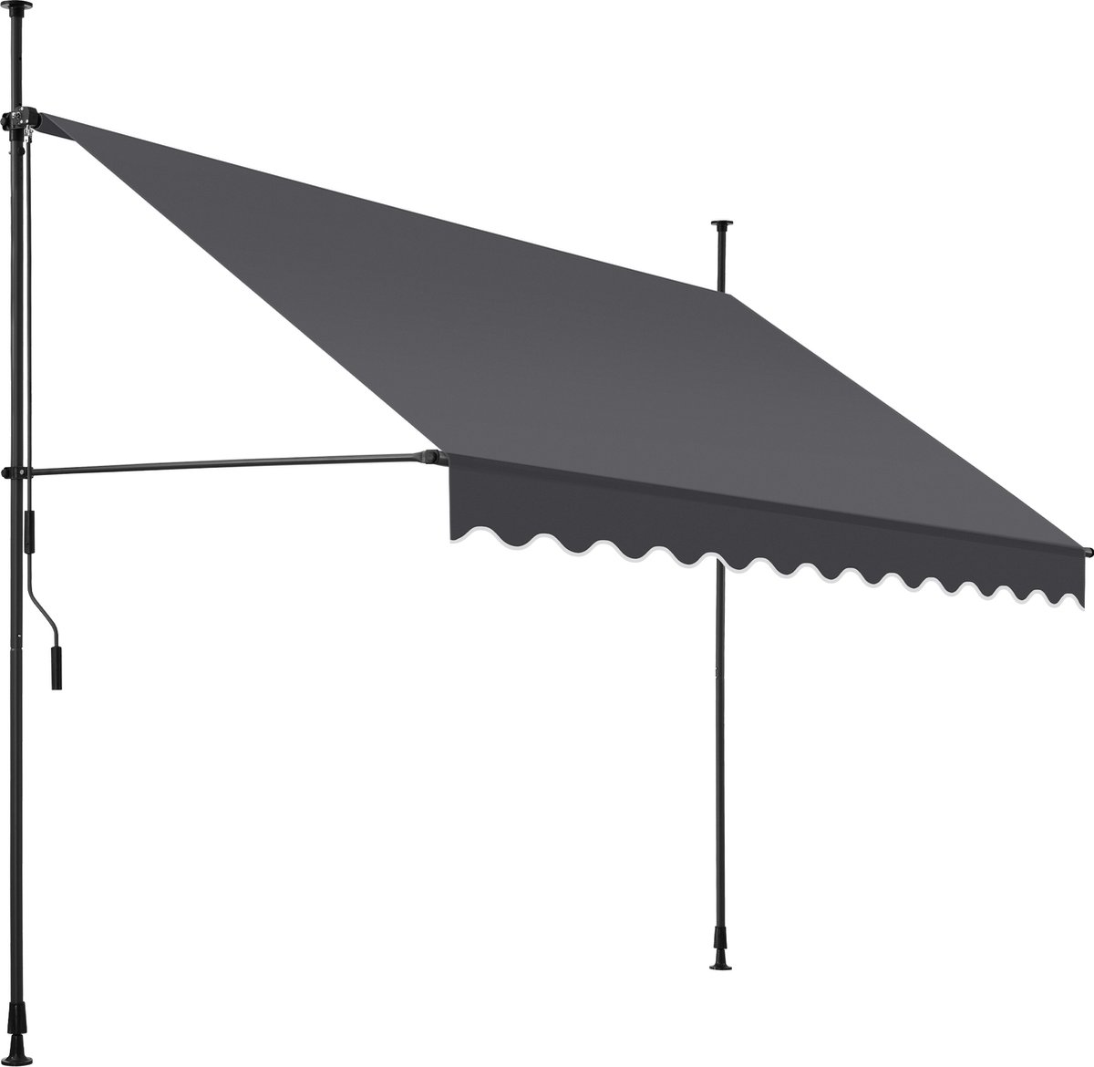 tectake® Klemluifel met handslinger - Balkonluifel zonder boren - In hoogte verstelbaar - UV-bestendig - Waterafstotend - Terrasoverkapping - Zonwerend voor terras & balkon - Breedte 300 cm - Antraciet