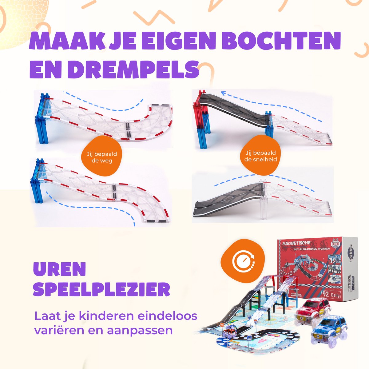Magnetisch speelgoed Jongens – 3 tot 12 jaar – Auto Racebaan Elektrisch voor kinderen – Montessori Speelgoed – 92 Delig — afbeelding 8