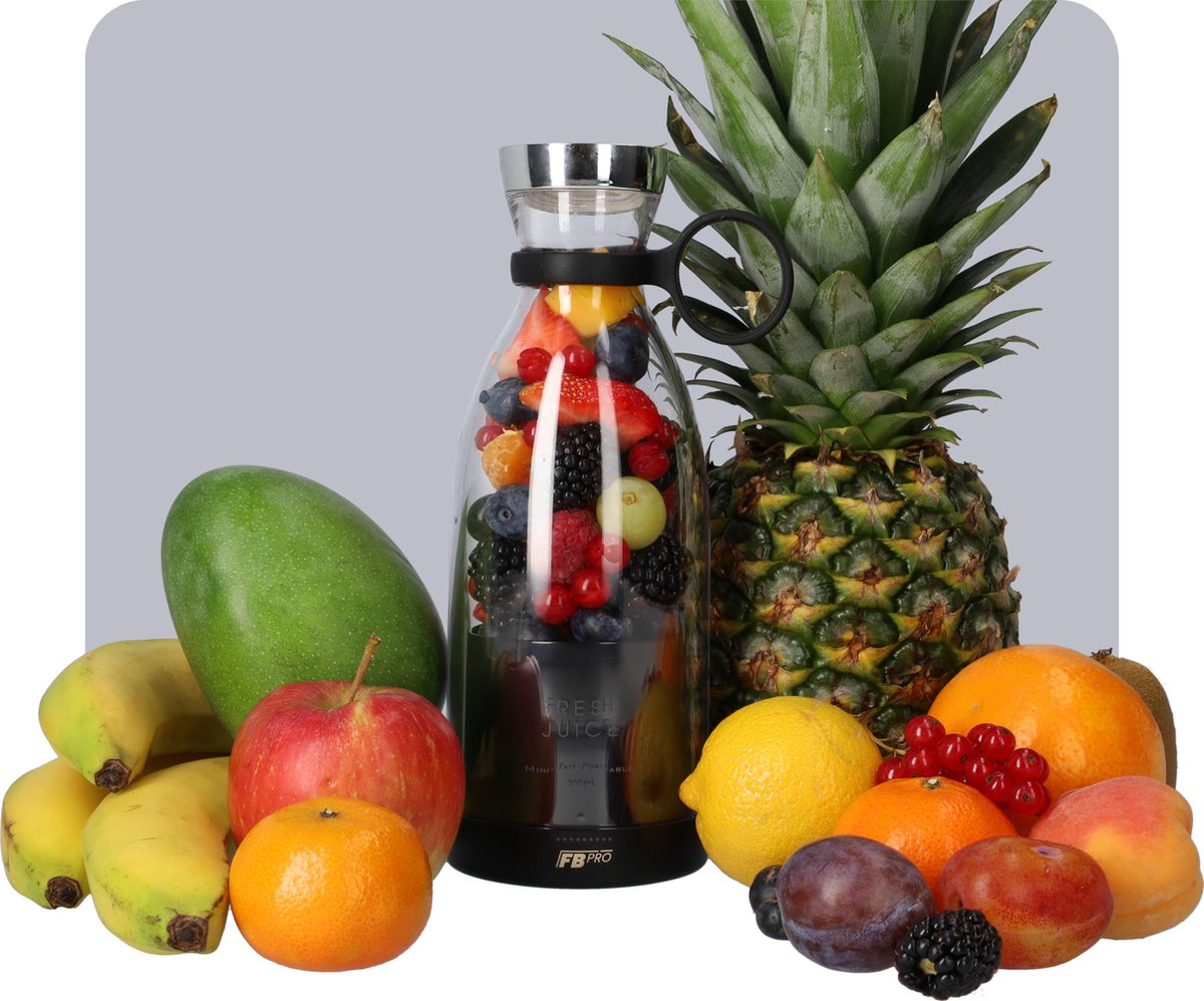 Zwarte Draadloze Blender To Go - Smoothie maker voor onderweg! - Draagbare mini blender zwart - Mixer voor smoothies - Draadloos opladen mogelijk! - Handmixer voor gezonde drankjes
