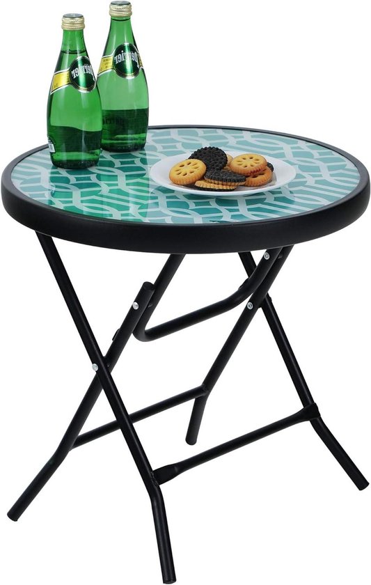 HollyHOME Bijzettafel Outdoor Kleine Balkontafel Ronde Tuintafel Koffietafel Metalen Tafel Patio Woonkamer Terras, Groen