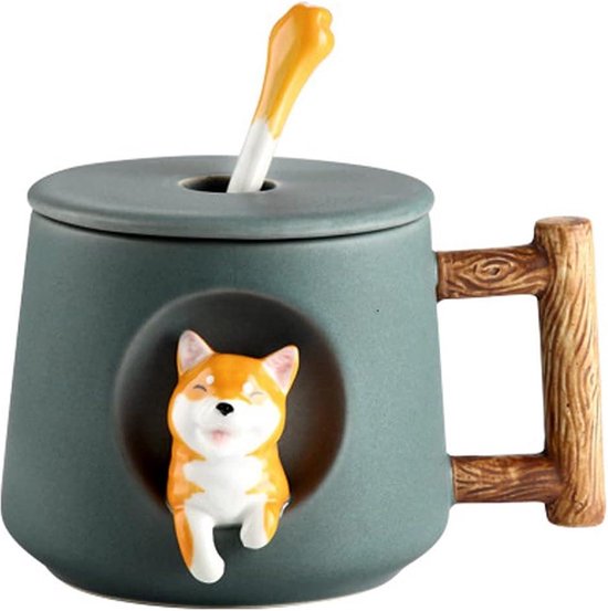 Ambiente - 18417650 - Koffiemok, Zwarte Woud Hert, Porselein, Bone China, Koffiekopjes, Drinkbeker, 10,cm x 10,5cm, 400ml