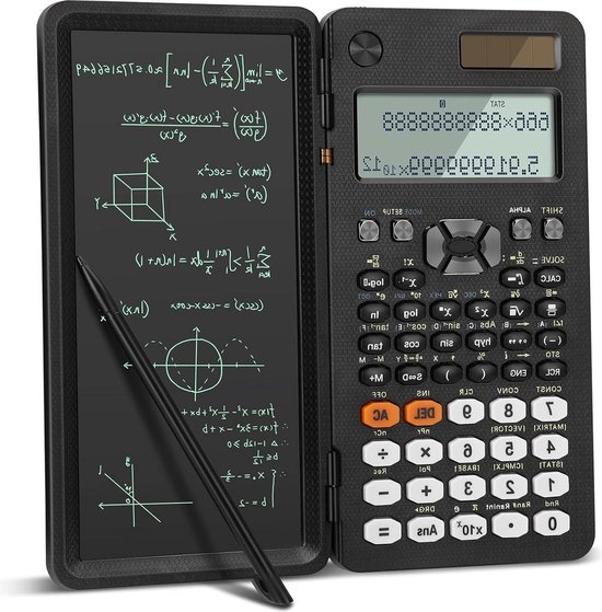 16-cijferige zonnecalculators desktop met schrijftablet - Opvouwbare rekenmachines voor school - Wetenschappelijke bureaurekenmachine met LCD-display