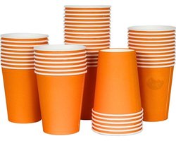 KURTT 200 Koffiebekers to go - Koffiebeker karton oranje - 8oz/200ml - drinkbekers, wegwerpbekers, papierenbeker