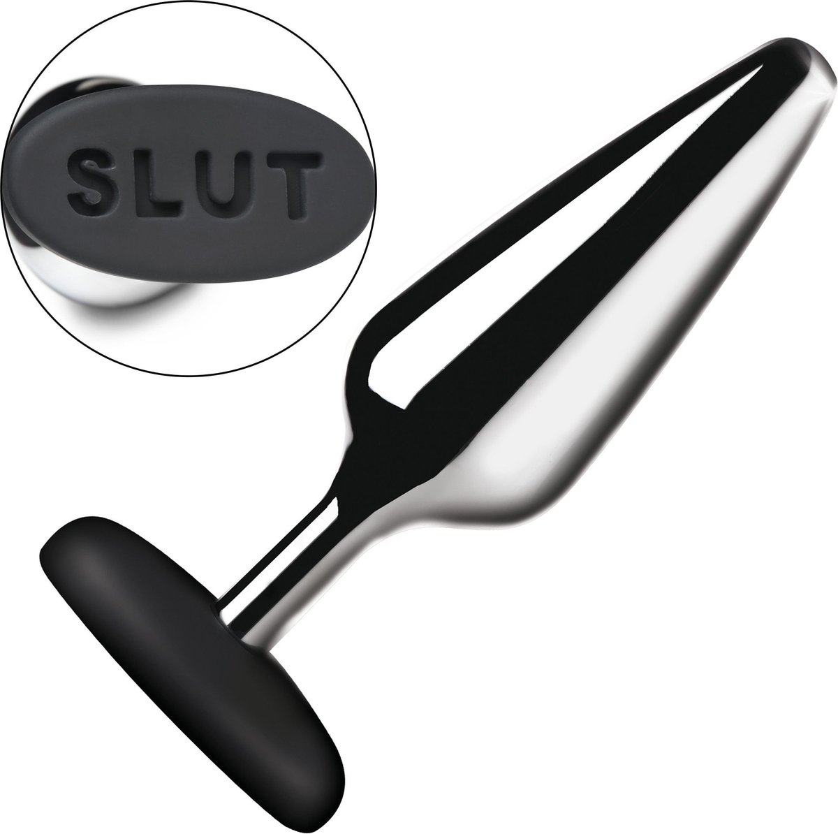 Goedkoopste XR Brands - Butt Slut Metalen & Siliconen Butt Plug - Zilver