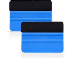 Rakel met Vilt - 10x7 cm - Sticker Applicator Behang Smoothing Tool - voor Raamfolie, Carwrap, Plakfolie, Keuken Wrappen - Blauw - 2 Stuks