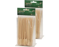 100x Bamboe houten sate prikkers/spiezen 15 cm - Hapjes barbecue/grill sate stokjes