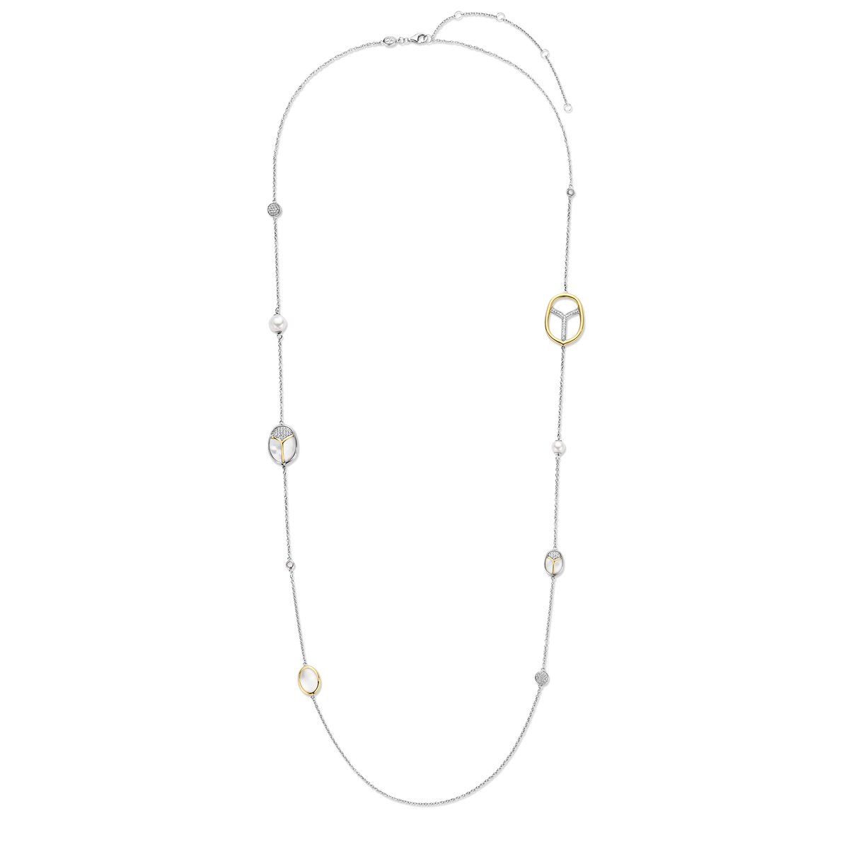 TI SENTO Dames Ketting - 925 zilver - Parelmoer - Maat 80 - 34073MW
