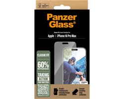 PanzerGlass Screenprotector geschikt voor Apple iPhone 16 Pro Max Glazen | PanzerGlass Classic Fit Screenprotector - Case Friendly