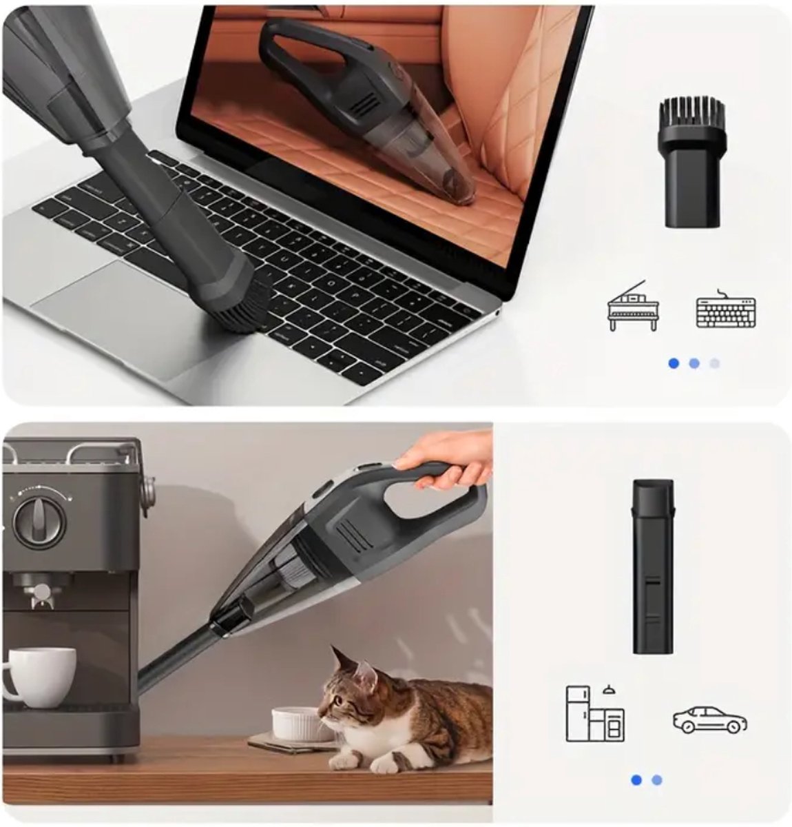 Bovista Kruimeldief Snoerloos Auto Stofzuiger Zilver - afbeelding 3