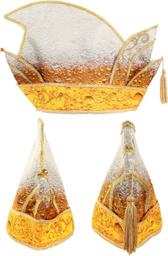 KIMU Prins Carnaval Steek Bier Geel Wit Bubbels Pils - Drank Biertje Prinsenmuts Raad Van Elf Goud Prinsensteek Carnaval