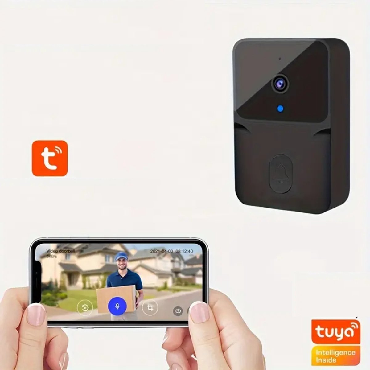 Bovista Videodeurbel met Camera en Wifi - Draadloos - Zwart - afbeelding 3