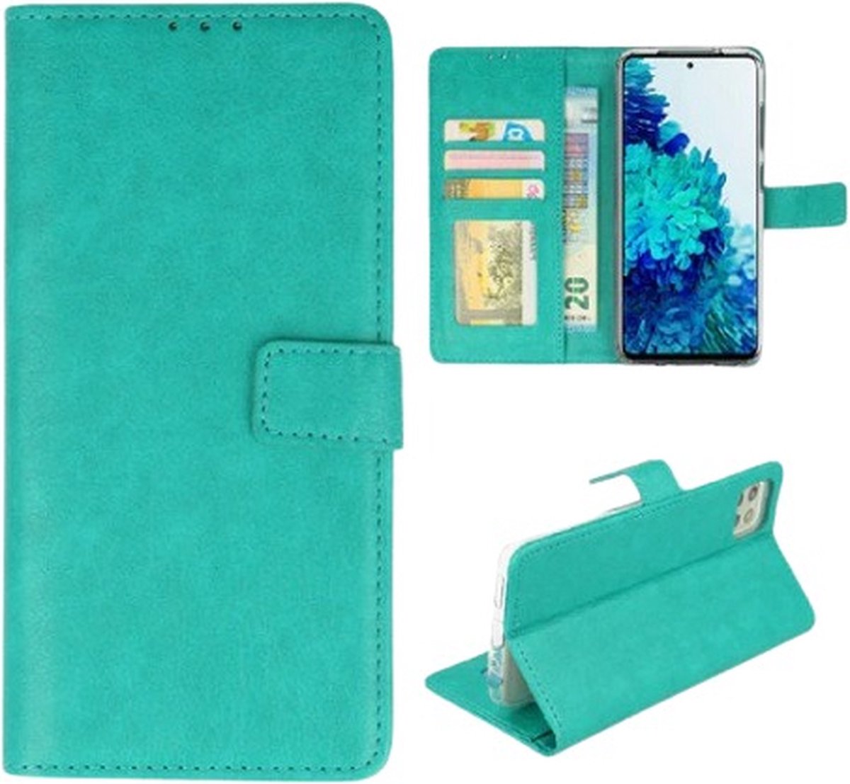 Samsung S22 Ultra Hoesje Met Pasjeshouder Bookcase Turquoise