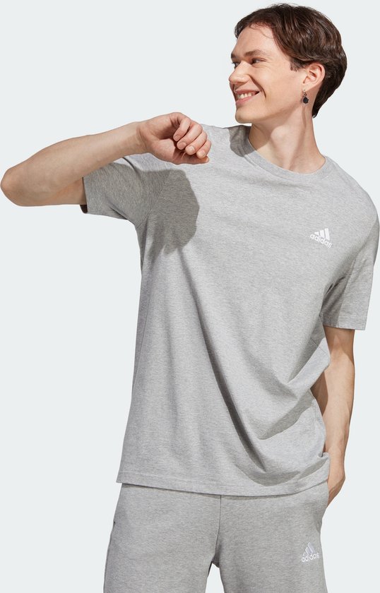 T-shirt adidas Sportswear Essentials en jersey simple avec petit logo brodé - Homme - Grijs - S