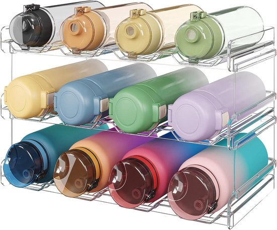 Organisateur De Stockage De Bouteilles Water' Eau Empilable Pour Placard Et Koelkast 4 Pieces Adapte Pour 12 Bouteilles