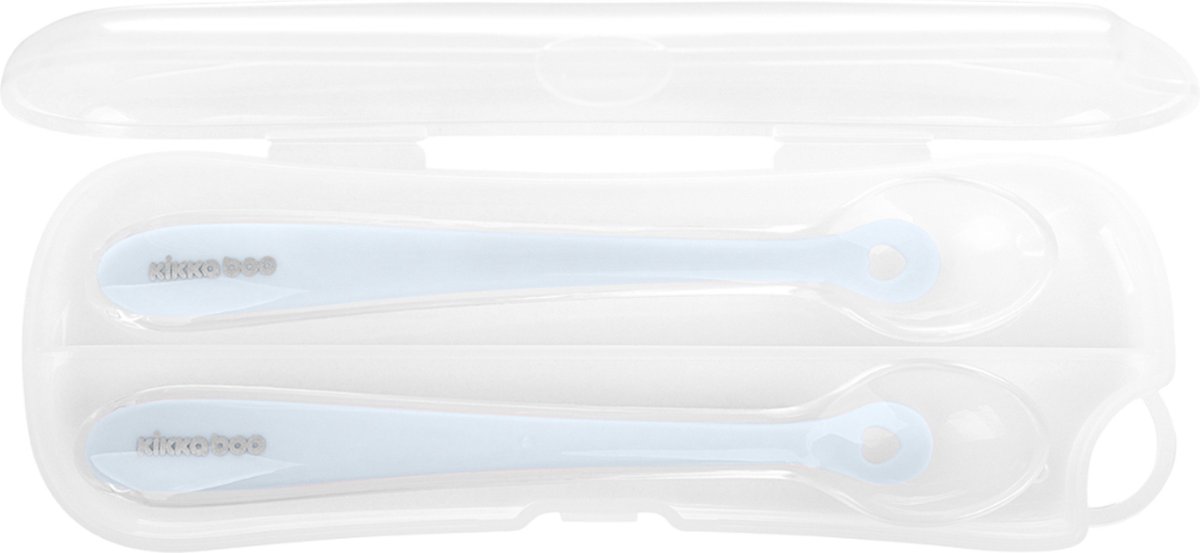 Goedkoopste Kikkaboo Lepel Met Doosje Siliconen Blauw 2 Stuks