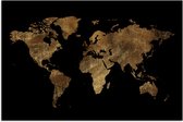 Poster 180x120 cm - Wereldkaart - Goud - Luxe - Aarde - Zwart - Posters - Kamer decoratie - Wanddecoratie woonkamer - Muurdecoratie slaapkamer XXL