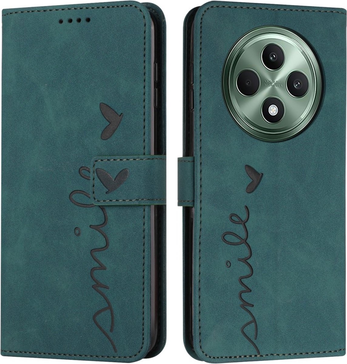 Coverup Hoesje - Geschikt voor OPPO Reno12 F 5G Hoesje - Coverup Smile Book Case - Groen