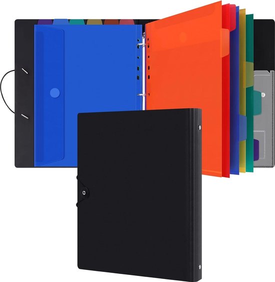 TIESOME 10 Stück Dokumententasche A5 Mit Abheftrand, 22,7 x 18 cm Umschlagmappen zum Abheften mit Klettverschluss Dokumentenmappe Sichttaschen Sammelmappen Wasserdicht 7 Löcher für Quittungen