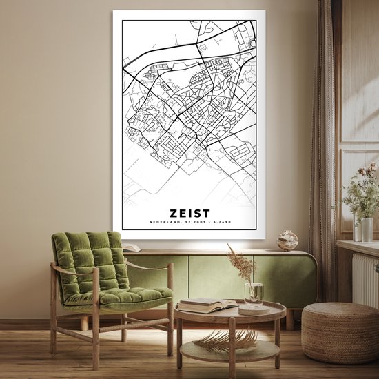 Poster Carte - Zeist - Zwart - Wit - 120x180 cm XXL