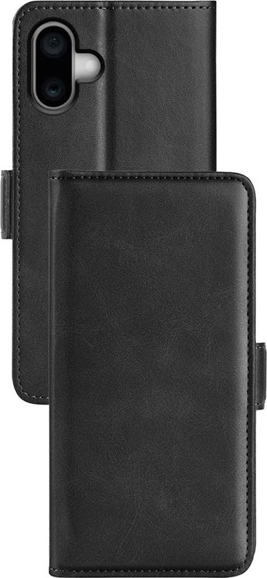 Mobiq - Étui portefeuille en cuir PU avec fermeture iPhone 16 - noir