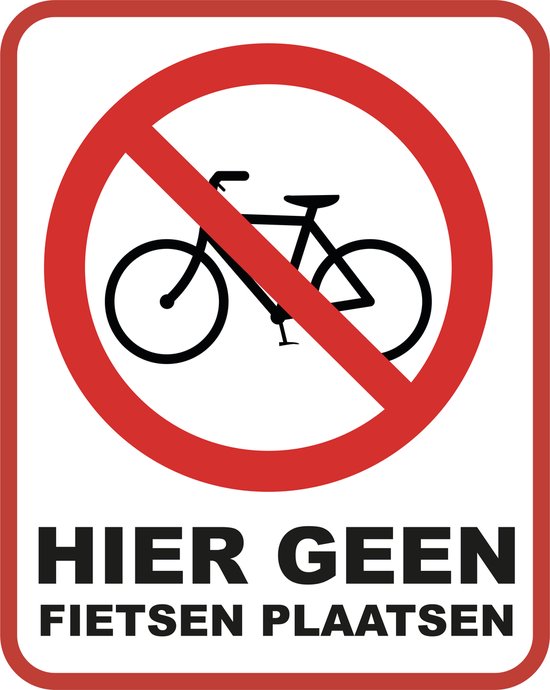 Panneau « Geen de Vélo autorisés ici » | 20x25cm et 3mm d'épaisseur | Dibond